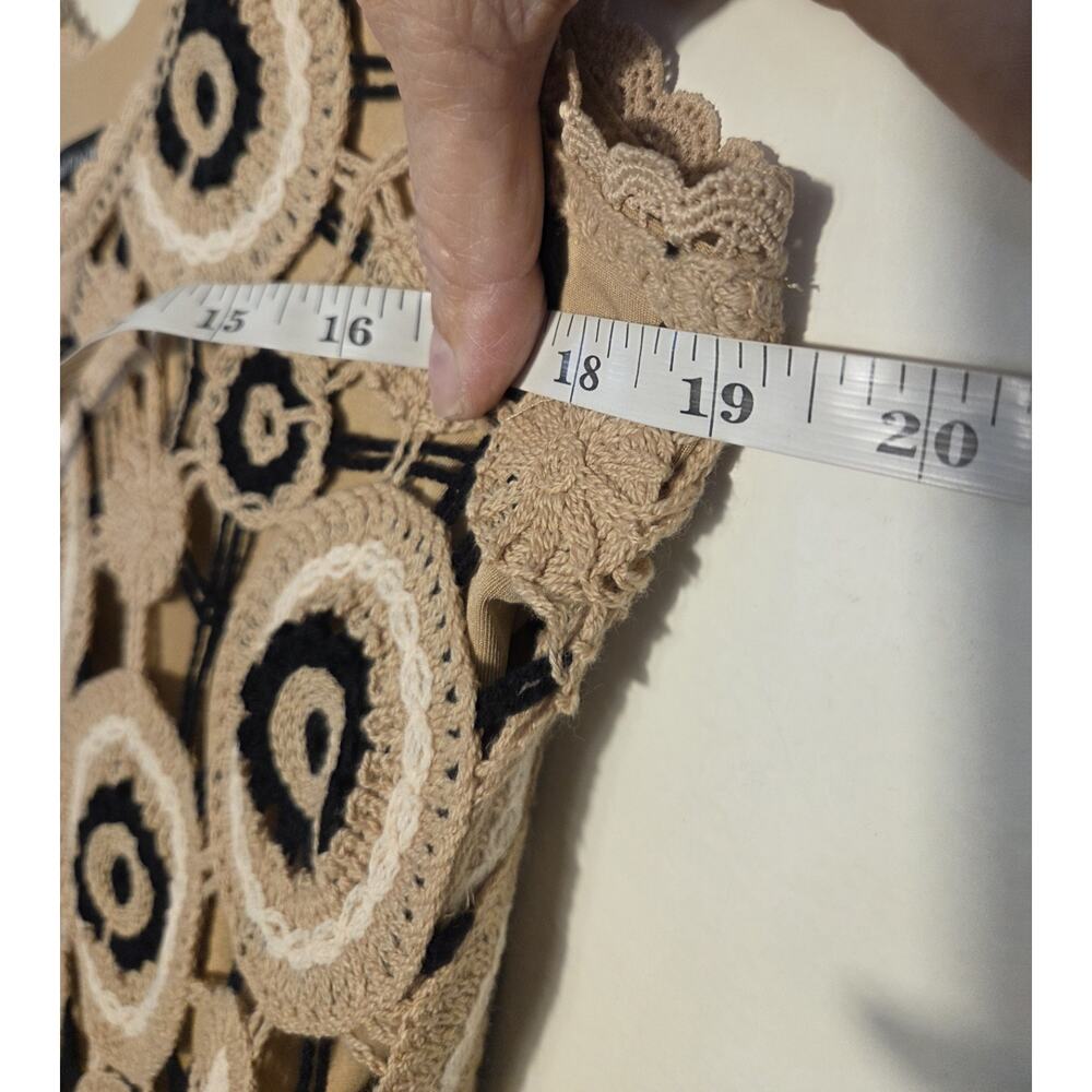 Boston Proper Crochet Long Maxi Tank Dress Size Small Tan Black Lined Pullover - Picture 10 of 12